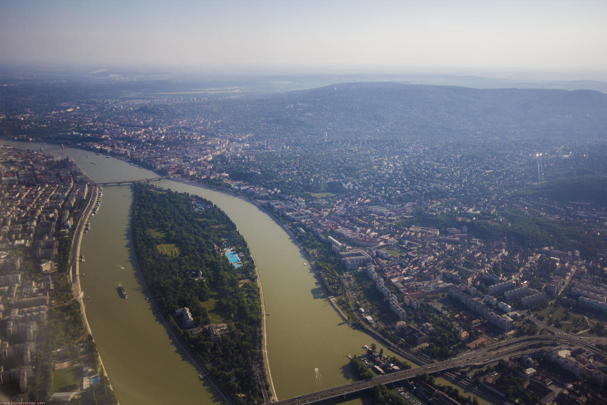﻿Landeanflug auf Budapest.