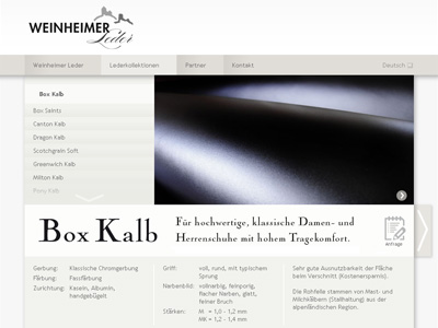 ﻿Weinheimer-Leder.com. ModX-WebSite für die Keimzelle des Freudenberg-Konzerns.