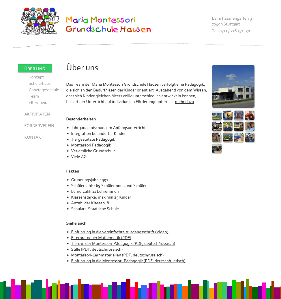 ﻿MMGH.de. Verspieltes WordPress-Theme für die Maria Montessori Grundschule Hausen.