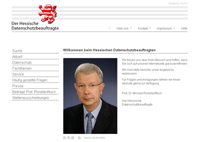 Datenschutz.Hessen.de. WebSite for the Hessian data protection.