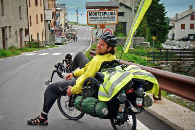 ﻿Eight countries recumbent tour. Pregnantly across the Alpes, summer 2010