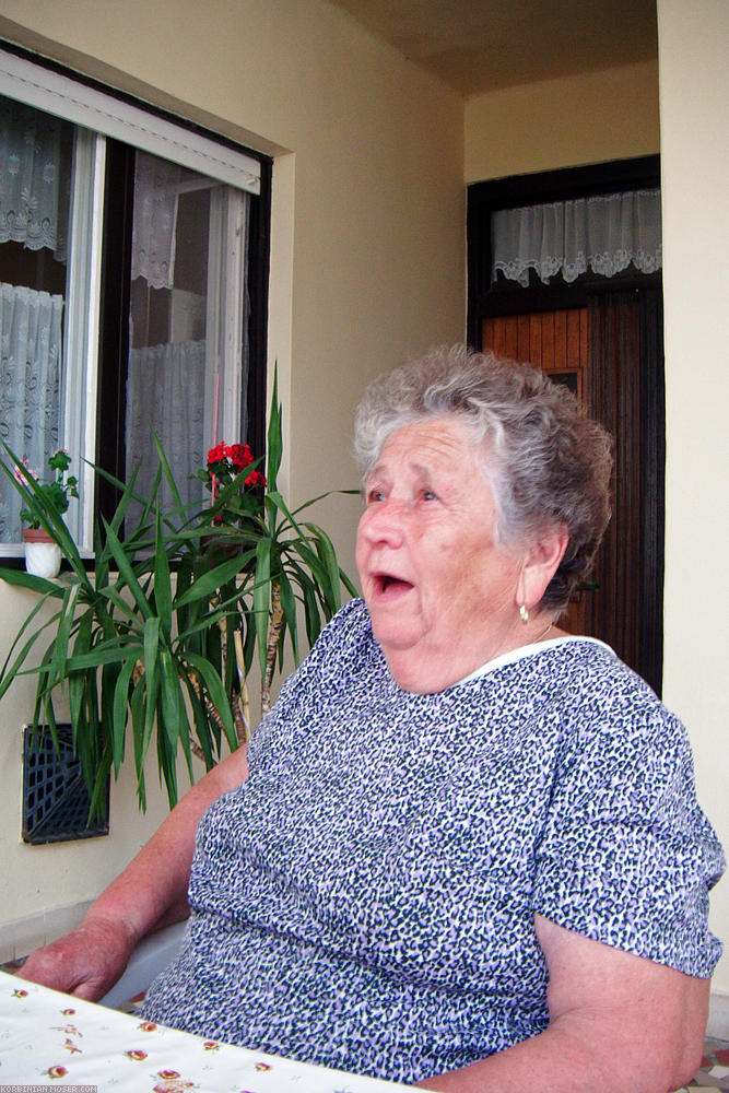 ﻿Face of grandma, when we tell her about Judit's pregnancy. We kept it top secret for a long time, for Judit's family won't ruin our recumbent tour.