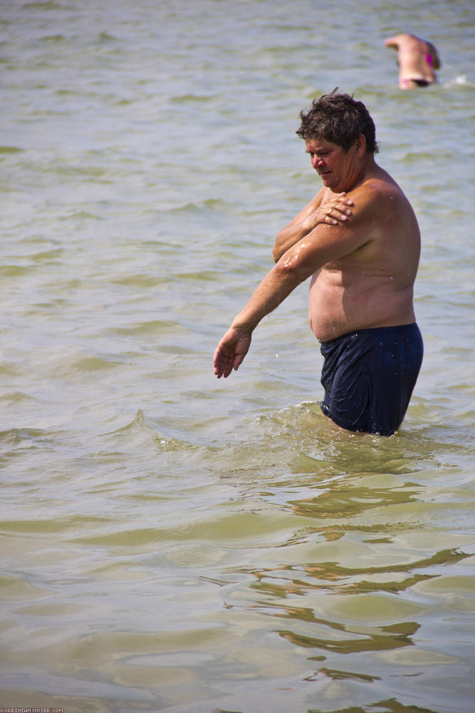 ﻿Bathing in the Balaton. Even Grandpa comes into the water now - for the first time in 20 years.