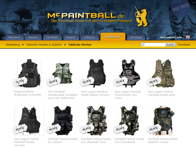McPaintball.de. Magento shop for paintball accessories.