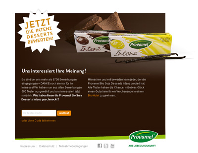 Provamel-Tester.de. Test action for the Provamel Dessert Intenz.