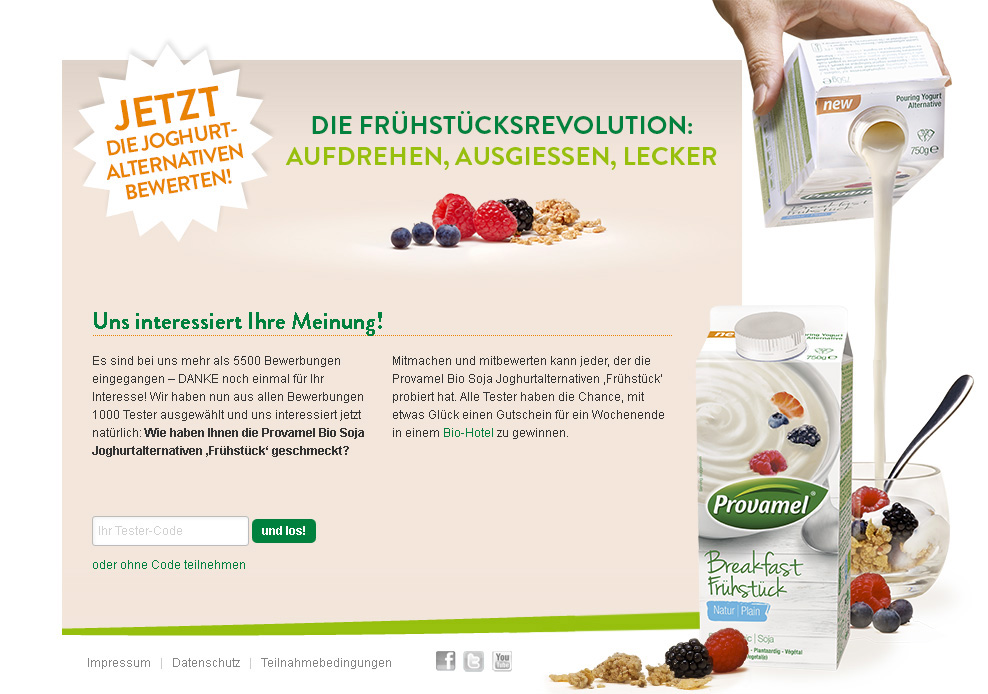 Provamel-Tester.de. Test action for the Provamel yogurt alternative 