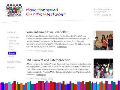 MMGH.de. Playful WordPress theme for the Maria Montessori primary school in Hausen.
