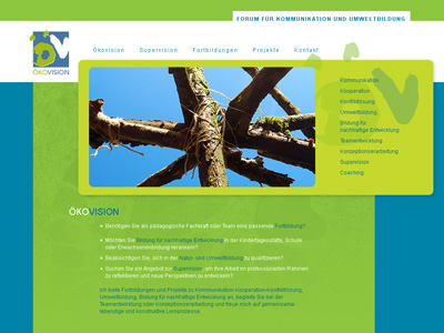 Oekovision.org. a környezetvédelmi oktatási és képzési központ honlapján ModX.