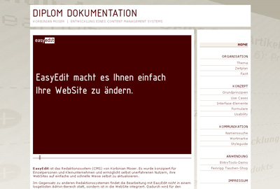 Diplom. Thema CMS, Bearbeitung bis November 2008