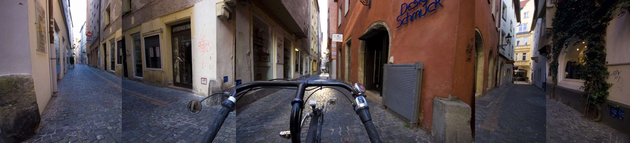 ﻿Menschenleer. Regensburg am frühen Morgen.