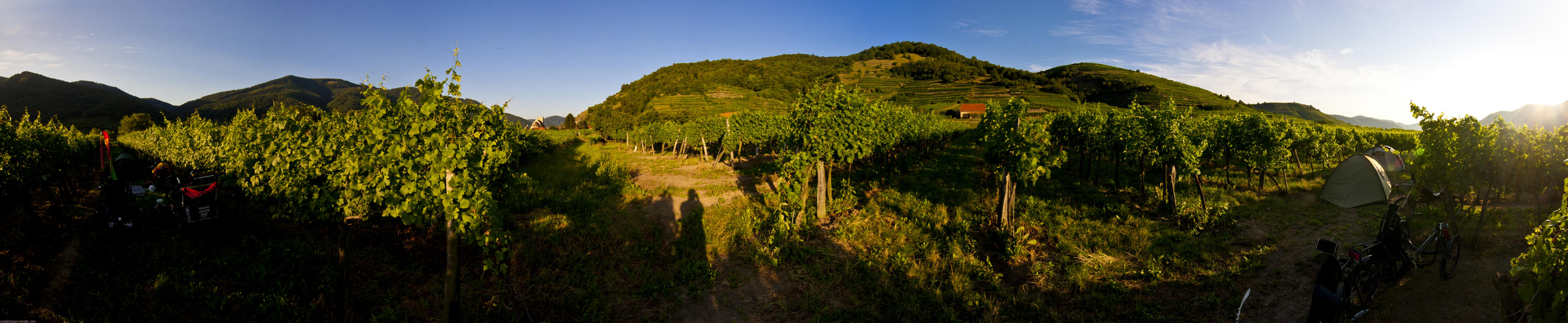 ﻿Sonnig und Heiß. Schon beim Frühstück brauchen wir Schatten. Gestern Abend sind übrigens wieder die Greindls bei uns eingetrudelt. Wir genießen ihre Gesellschaft sehr. Sie anscheinend auch. Extra um wieder mit uns campen zu können, hatten sie vier mal platte Reifen ;-)