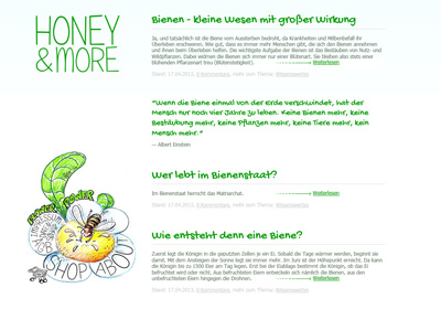 Honey & More. Skin für ein Tumblr-Blog.