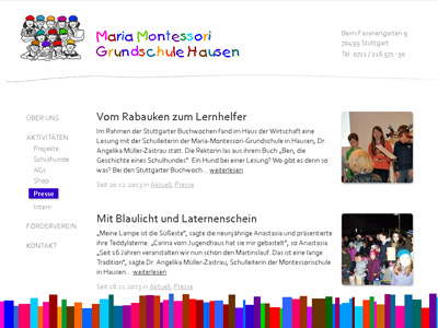 ﻿MMGH.de. Verspieltes WordPress-Theme für die Maria Montessori Grundschule Hausen.