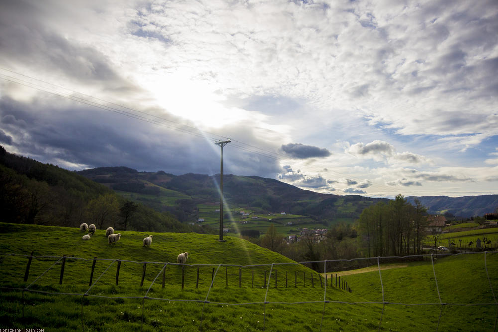 ﻿Bergig. Der Weg von San Sebastian nach Pamplona geht mitten durch die Pyreneen.