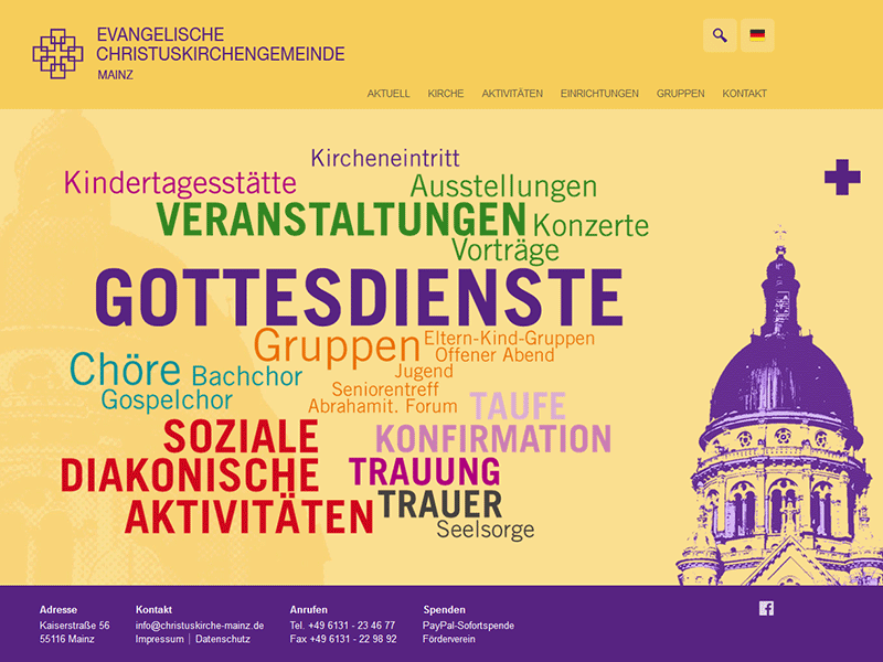 Christuskirche Mainz. Responsives WordPress-Theme.