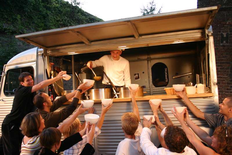 Suppentag. Mobile Soup Kitchen in Cologne.