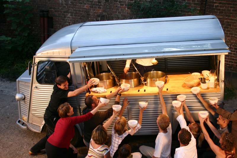 Suppentag. Mobile Soup Kitchen in Cologne.