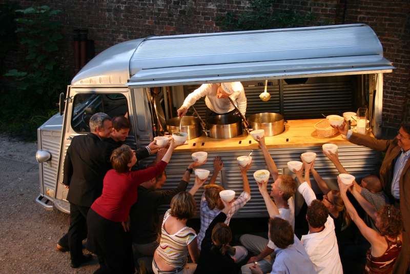 Suppentag. Mobile Soup Kitchen in Cologne.