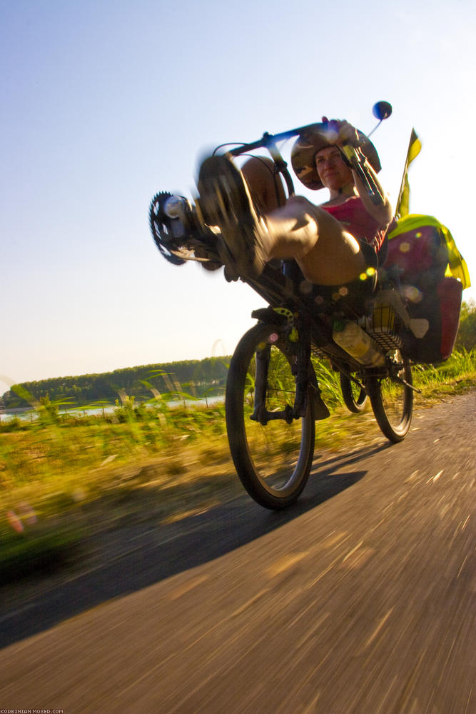 ﻿Eight countries recumbent tour. Pregnantly across the Alpes, summer 2010