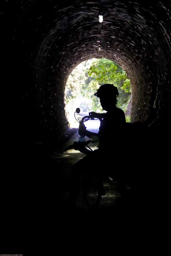 ﻿Wow. A long tunnel specially for bikes.