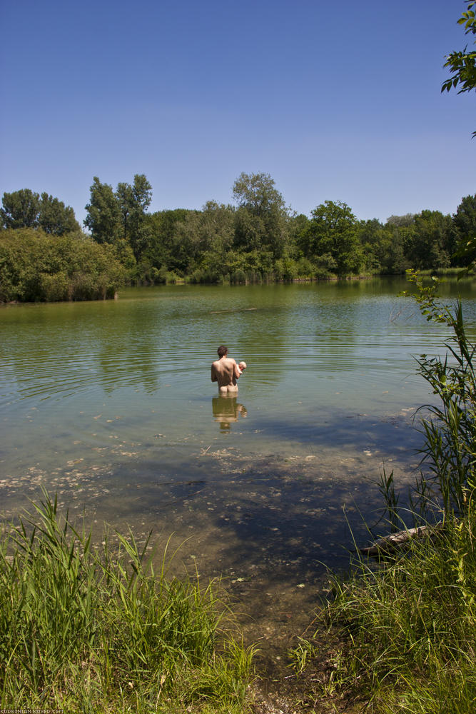 ﻿Swimming in the lake. First time for Mona.