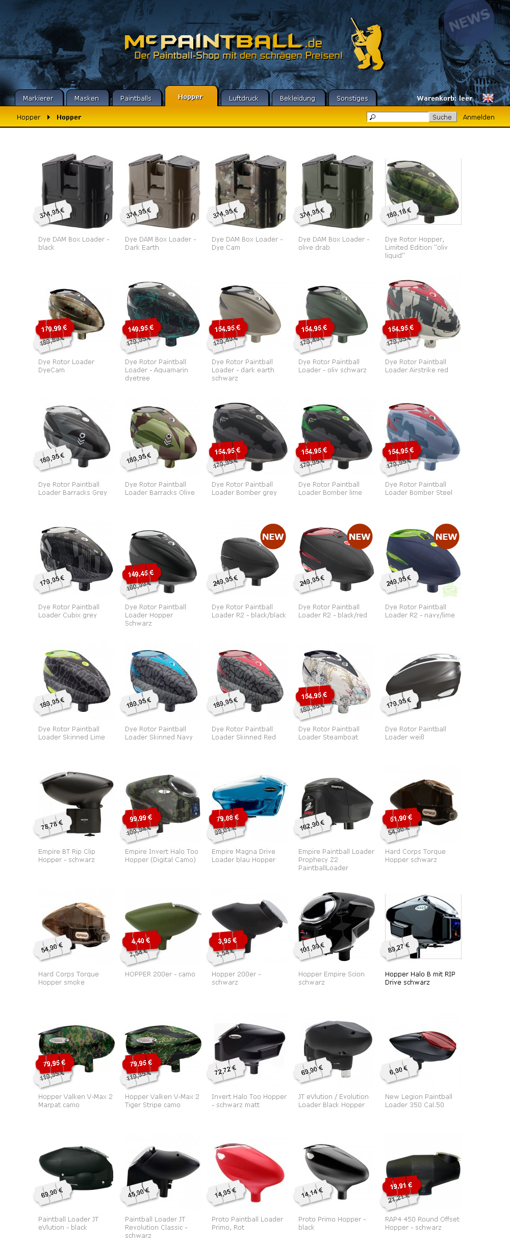 McPaintball.de. Magento shop for paintball accessories.