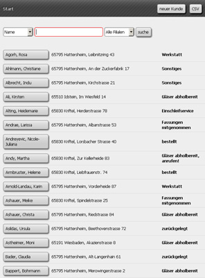 Customer and order management. WebApp for opticians.