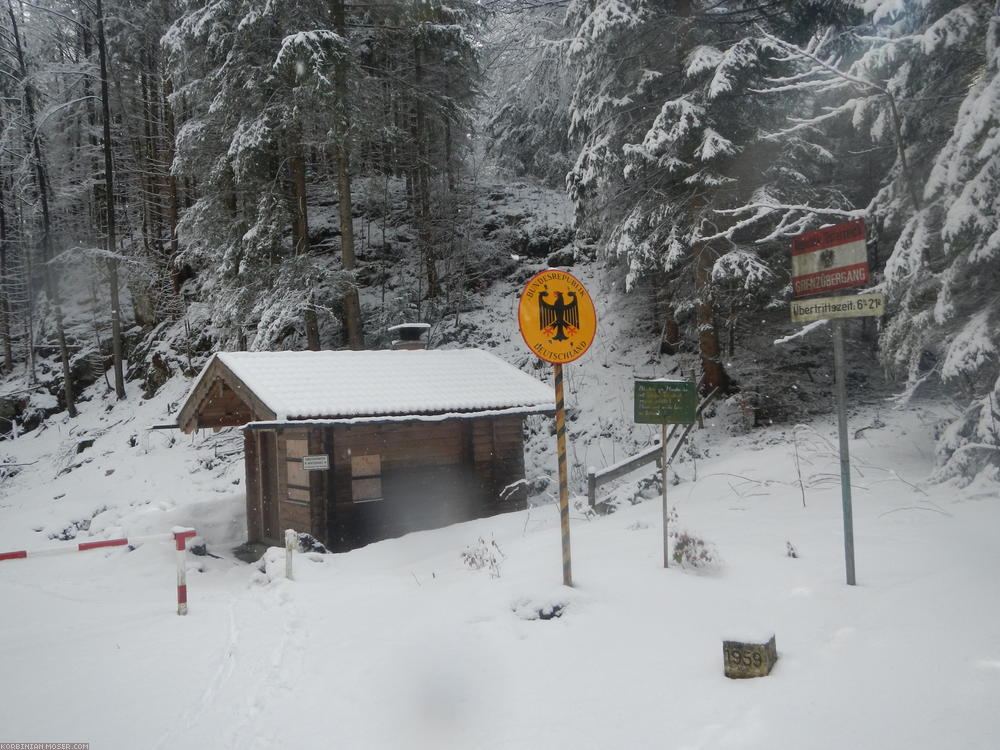 ﻿Austria. Deep snow. Bad luck! From now on exhausting bike pushing. But still better than riding back down the whole mountain and ride a large indirection around.