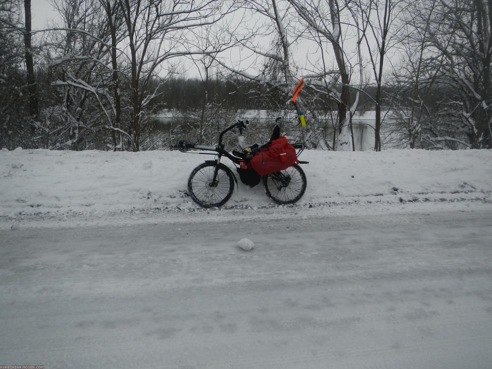 ﻿Sheet of ice. Where the snow is compressed to a flat surface, I can ride very well with my spikes.