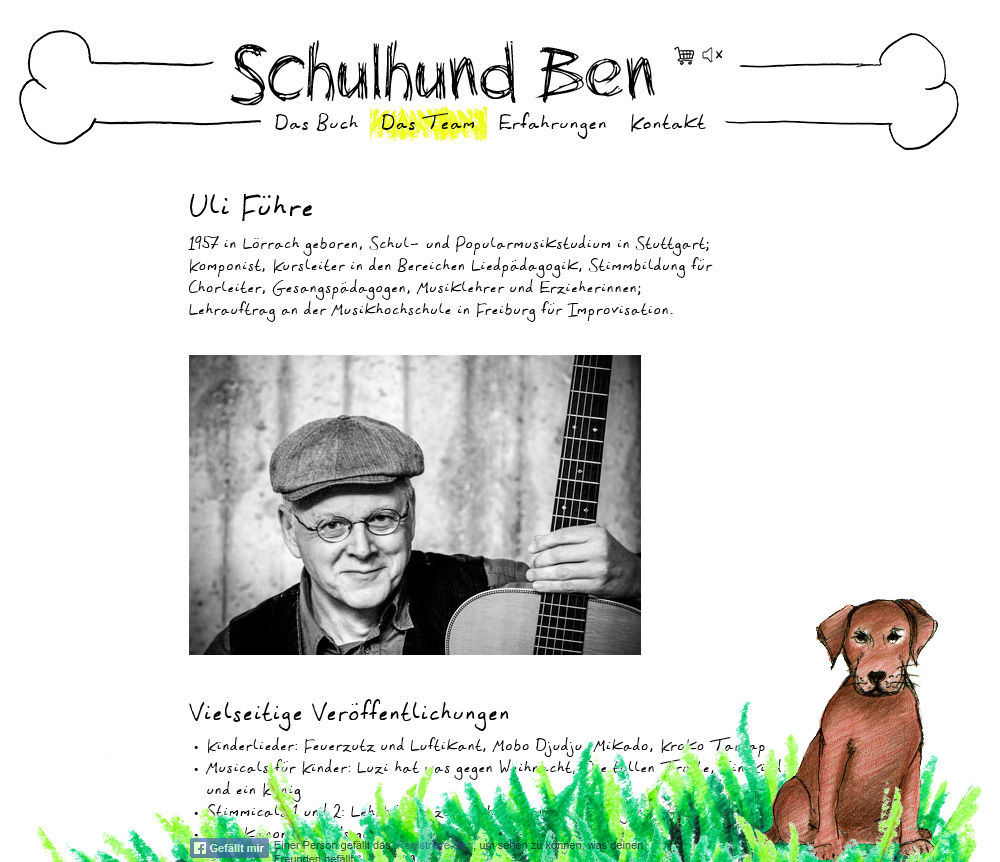 Schulhund-Ben.de. WordPress theme for a children's book.