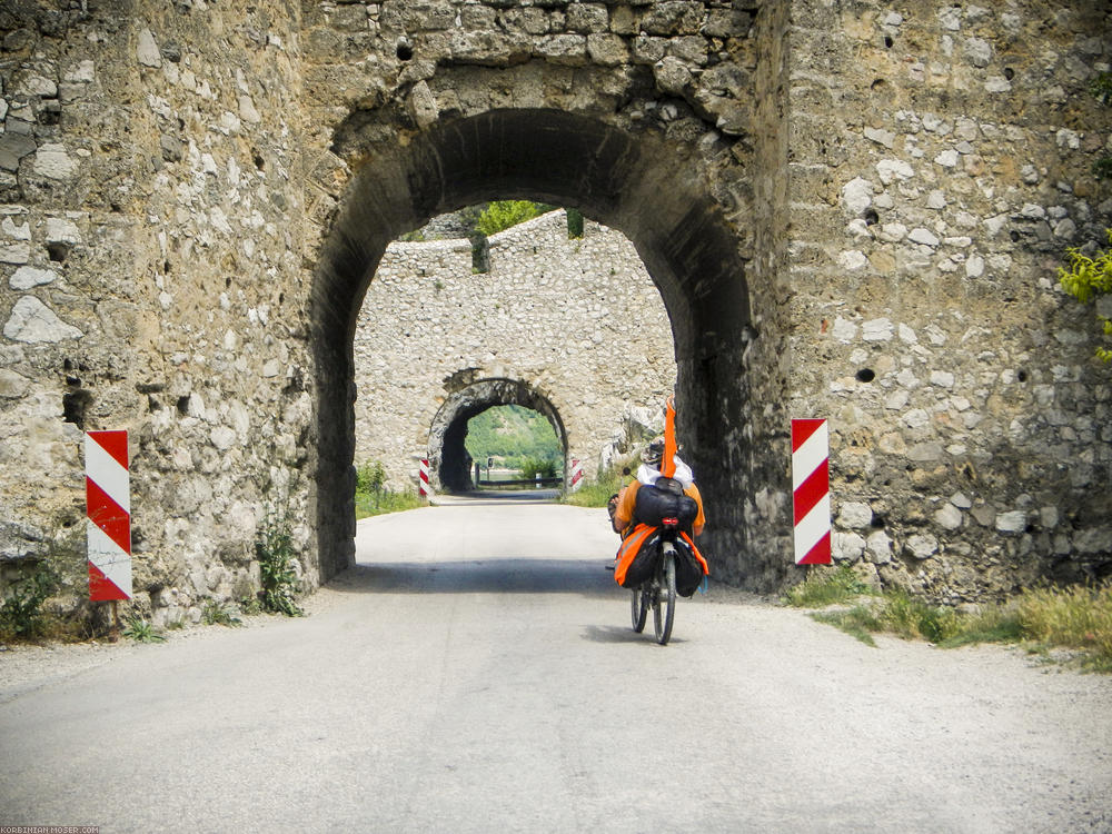 Iron gate. The Danube cuts through the rocks of the Southern Carpathians here. This landscape is one of the most impressive parts of the Danube.